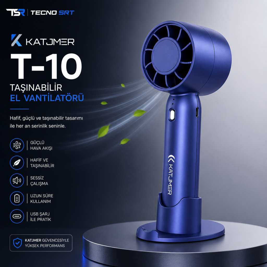 KATJMER T-10 3 Kademeli Taşınabilir El Vantilatörü